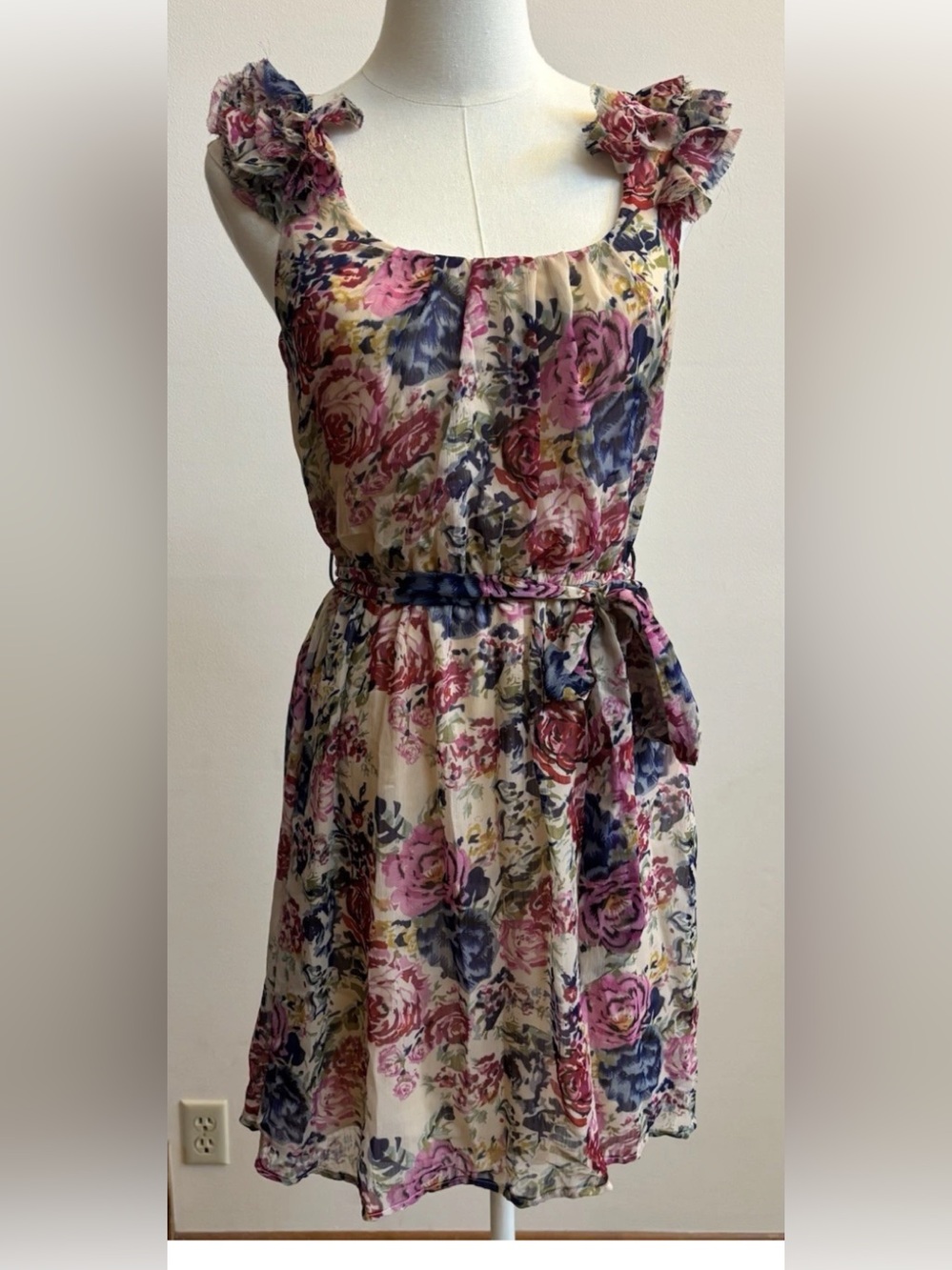 dELiA’s Floral Chiffon Mini Dress M Y2K Fairy Cottagecore